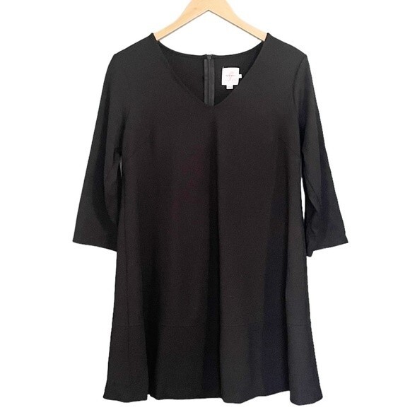 The Nines By Hatch Maternity Dress Black V-Neck Ponte Knit Mini Size Small - Picture 2 of 13